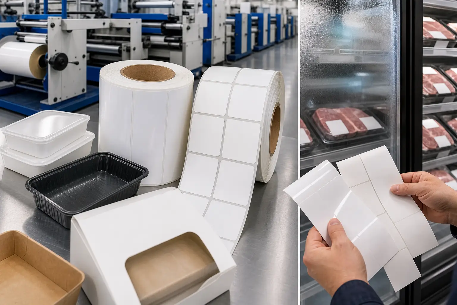 BOPP and paper label rolls evaluated for refrigerated packaged products.