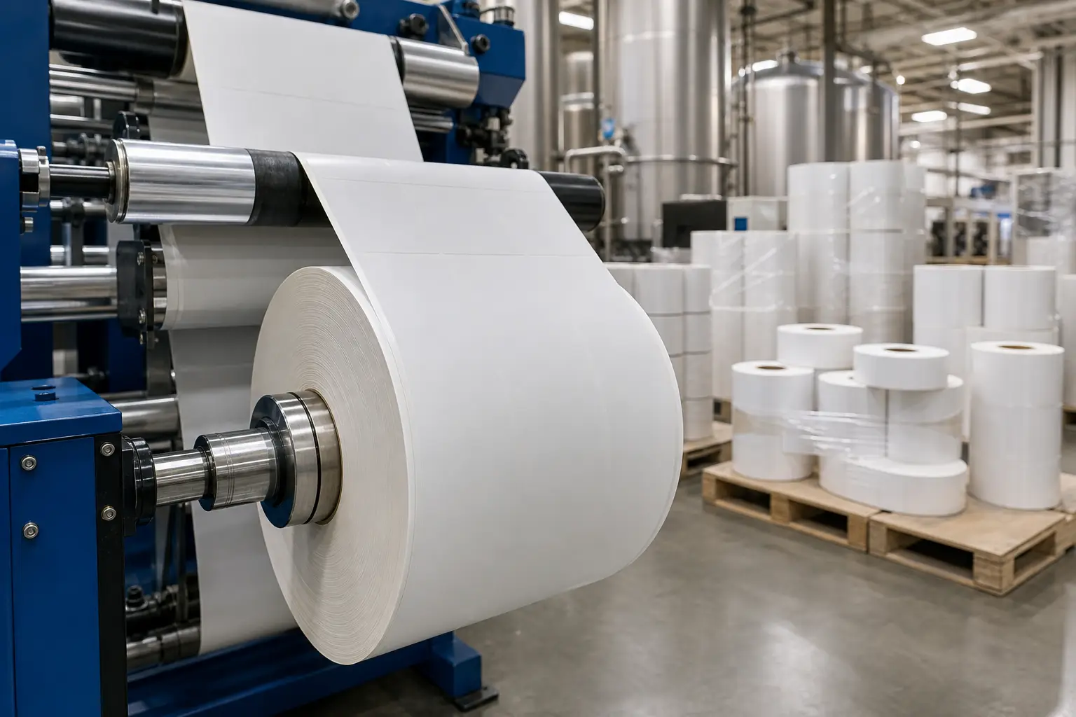 Unprinted flexo blank labels on rolls prepared for commercial production use