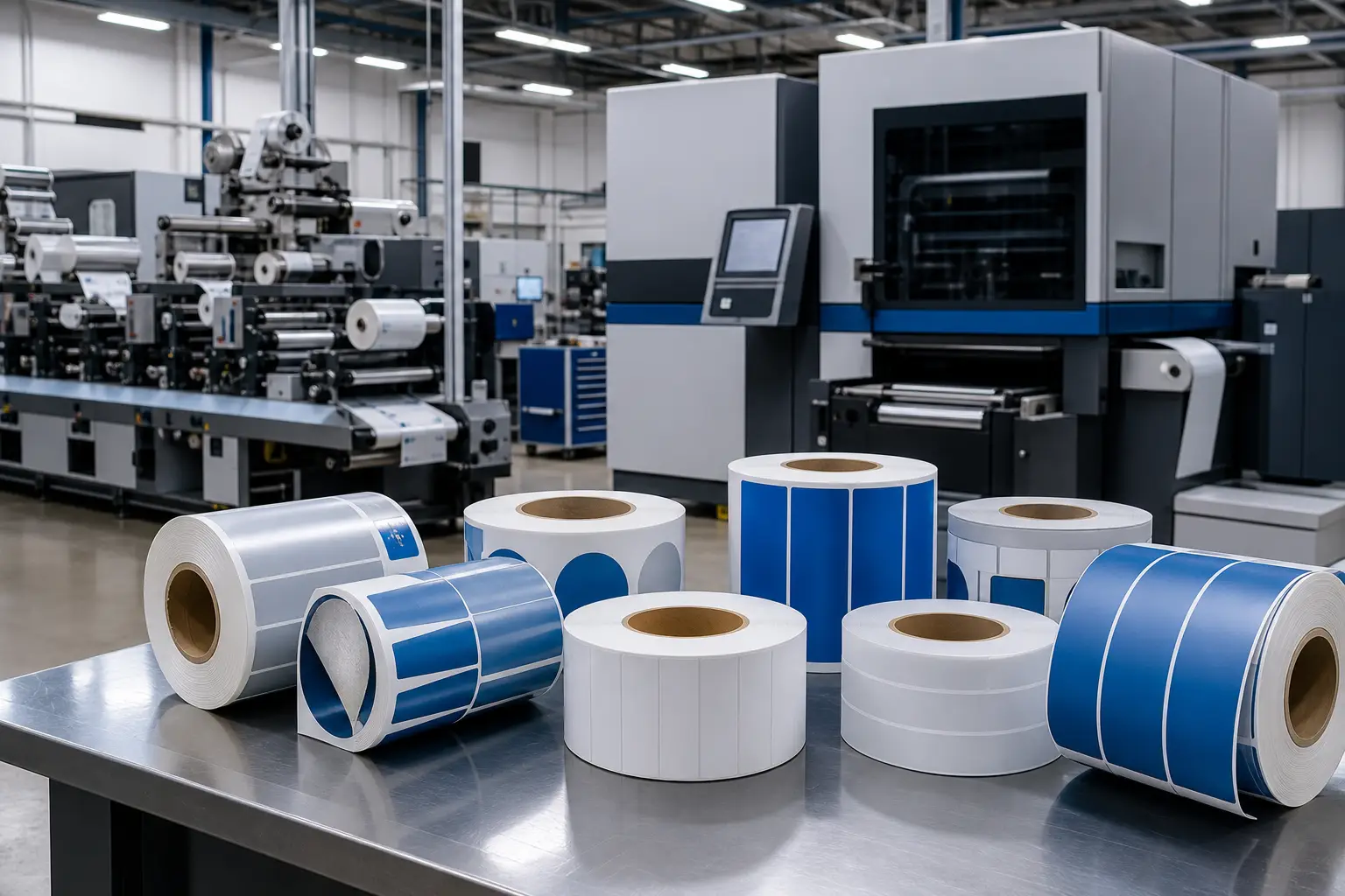 Commercial label rolls prepared for label and packaging printing production